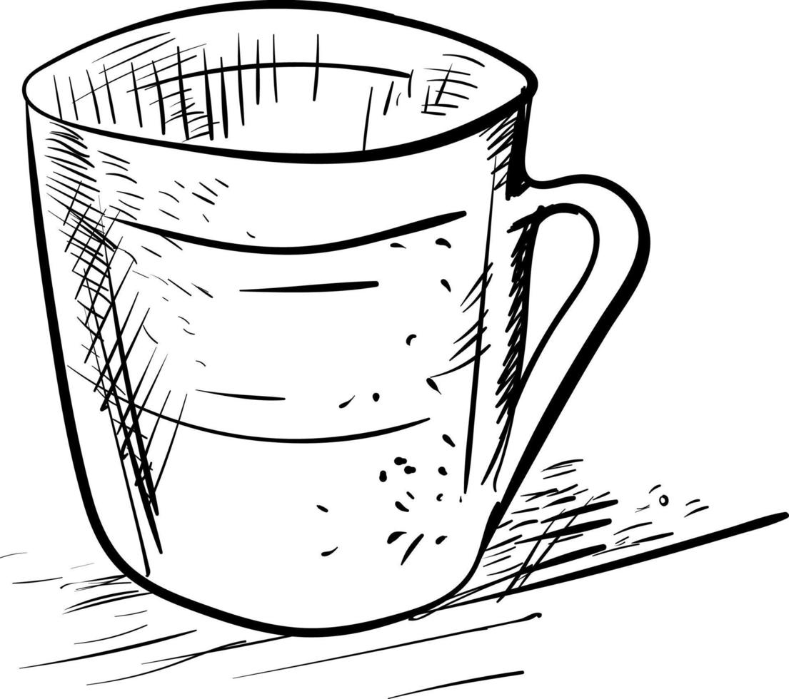 Cup drawing, illustration, vector on white background.