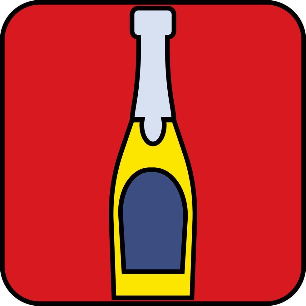 Yellow alcohol bottle, illustration, vector, on a white background. vector