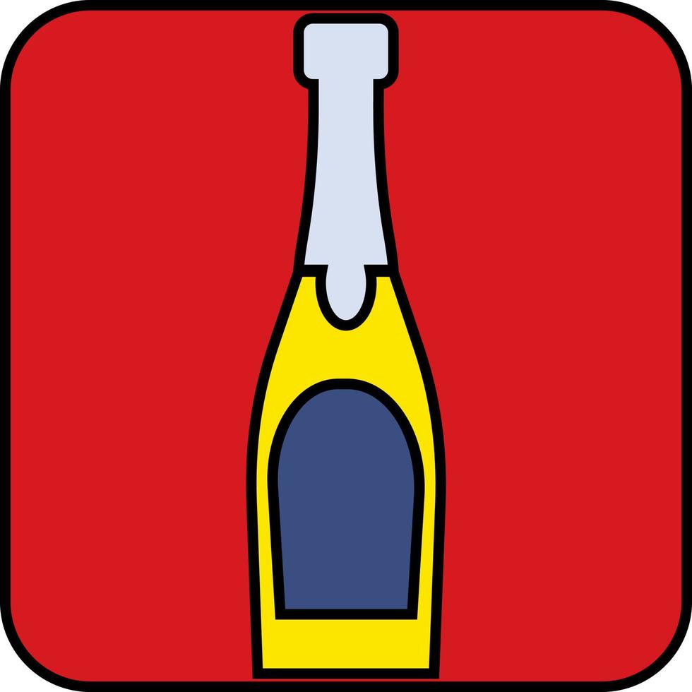 Yellow alcohol bottle, illustration, vector, on a white background. vector