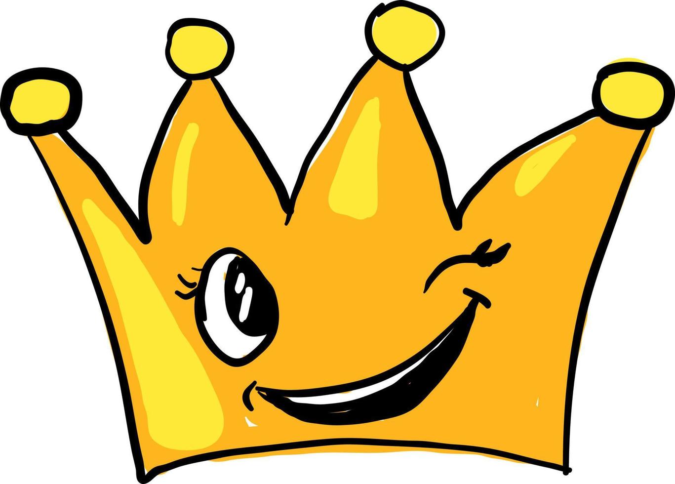 Winking crown, illustration, vector on white background.