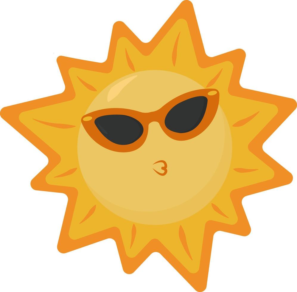 Cool hot sun , illustration, vector on white background