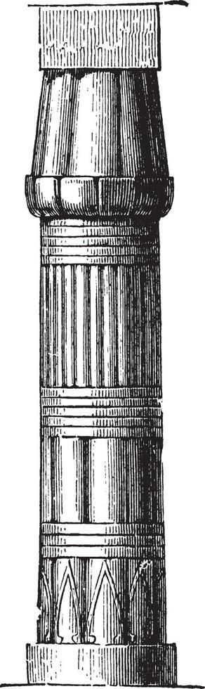 Pillar at the Palace at Luxor, bud,  vintage engraving. vector