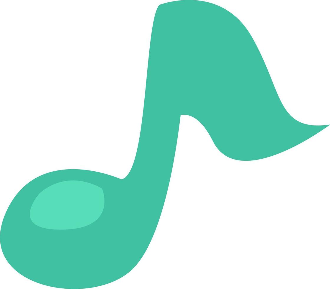 One green music note, illustration, vector, on a white background. vector