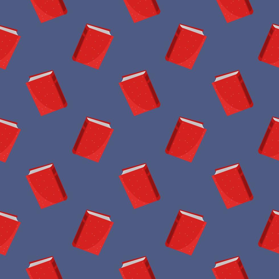 Red books , seamless pattern on a blue background. vector