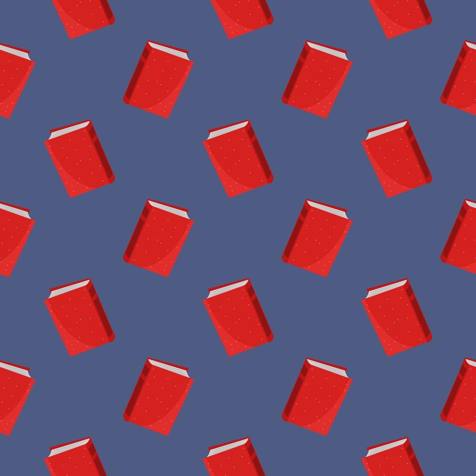 libros rojos, patrones sin fisuras en un fondo azul. vector