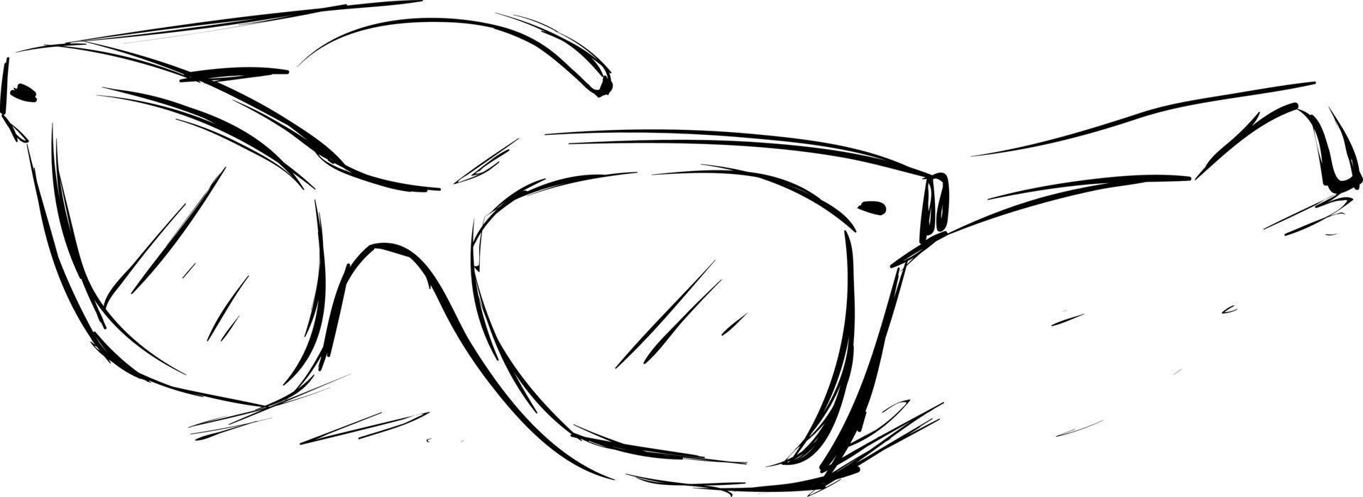 Glasses sketch, illustration, vector on white background.