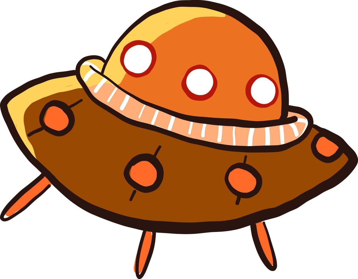 Orange UFO, illustration, vector on white background