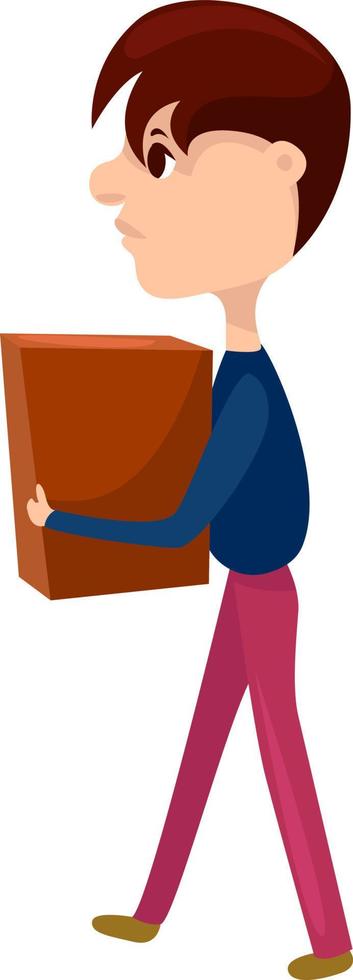 Boy with big package , illustration, vector on white background