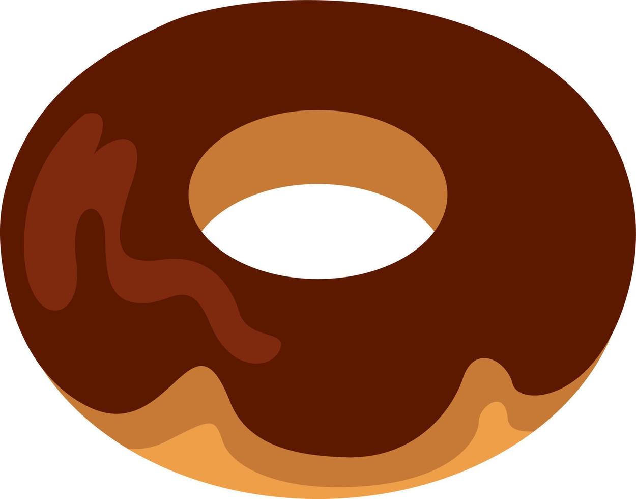 Donut with chocolate glaze, illustration, vector on a white background