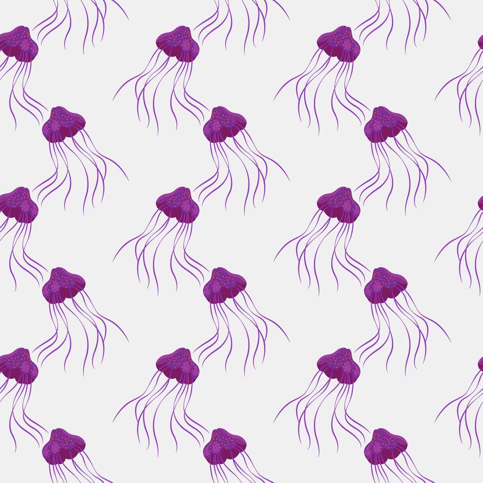medusas moradas, patrones sin fisuras sobre un fondo blanco. vector