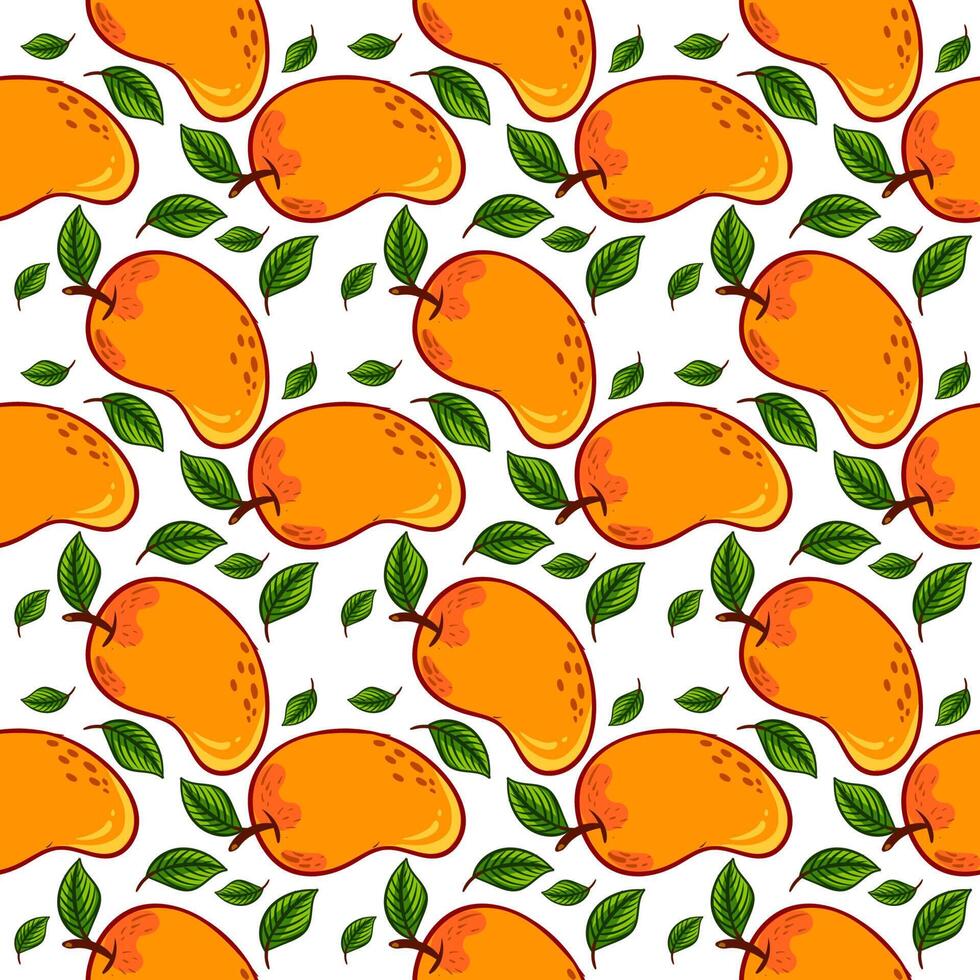 Mango pattern, seamless pattern on white background. vector