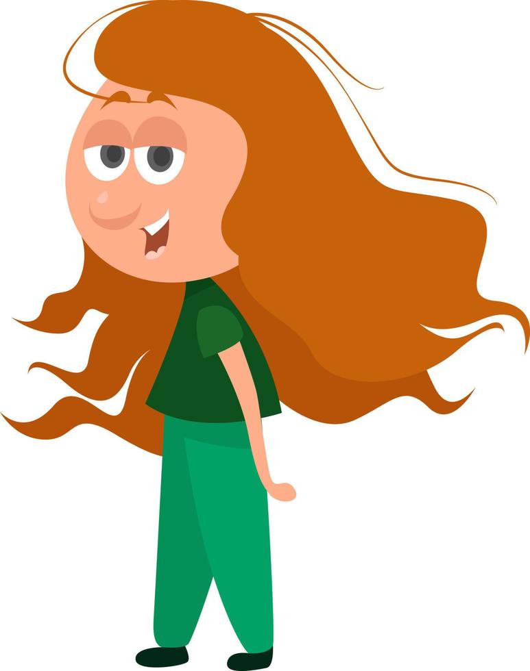 Girl with orange hair ,illustration, vector on white background