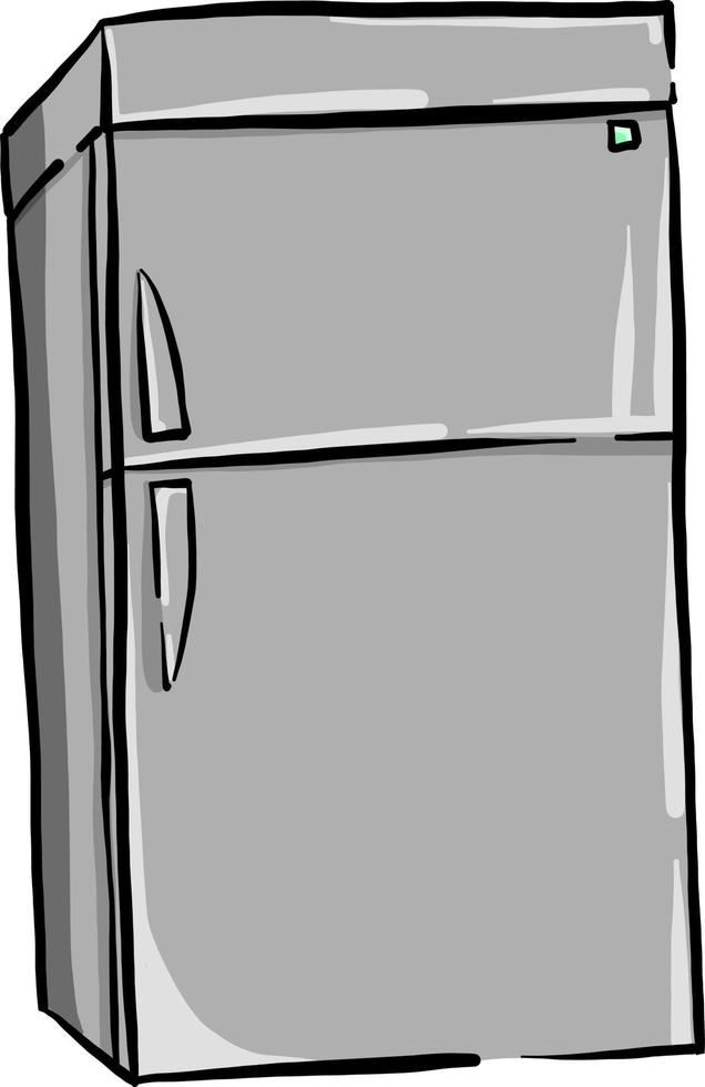 Gray fridge , illustration, vector on white background