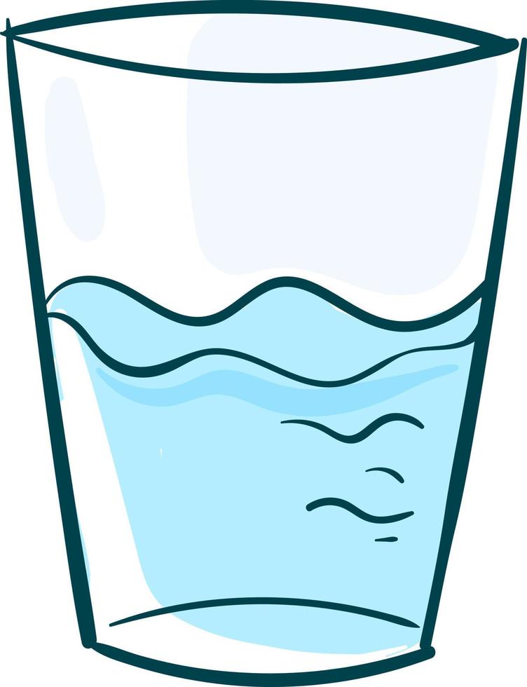 Small glass of water, illustration, vector on a white background.