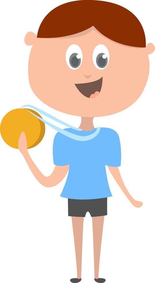 Champion with gold medal, illustration, vector on white background