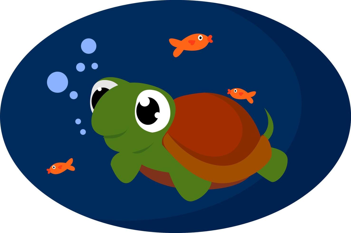 Cute turtle, illustration, vector on white background.