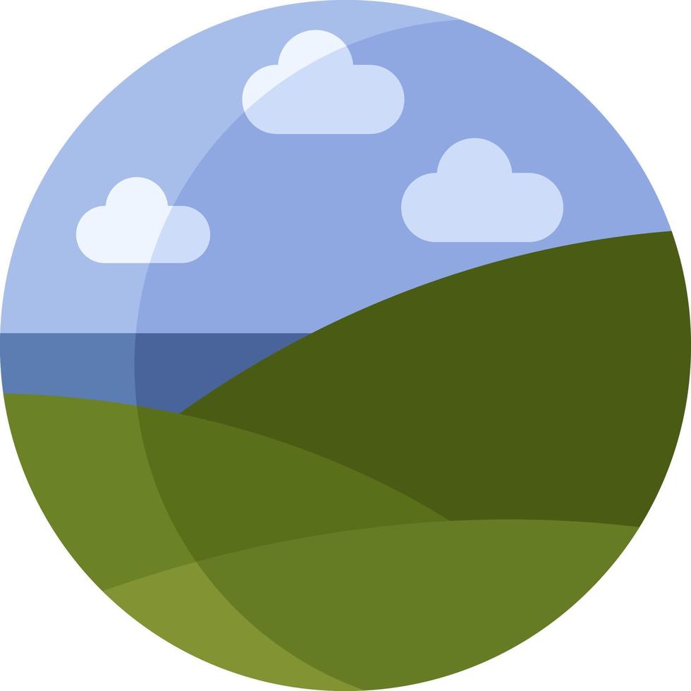 Field landscape, icon illustration, vector on white background