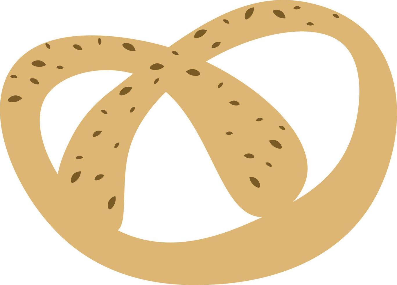 Yummy pretzel, vector or color illustration.