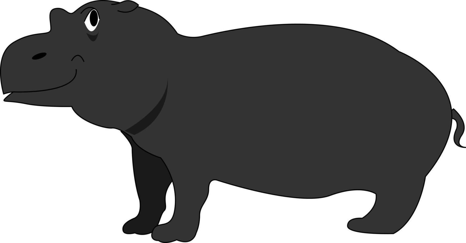 Black hippo, illustration, vector on white background.