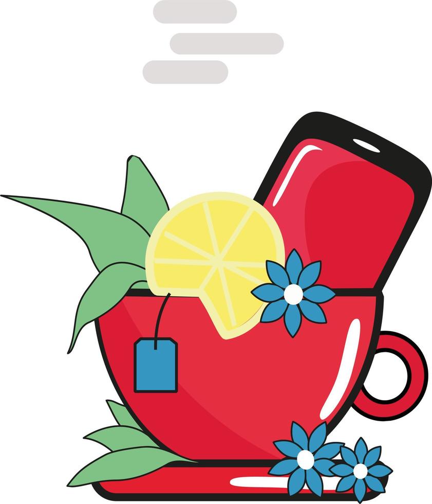 Cup of tea, illustration, vector on white background.