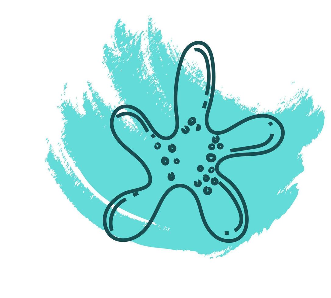 Simple blue starfish, icon illustration, vector on white background