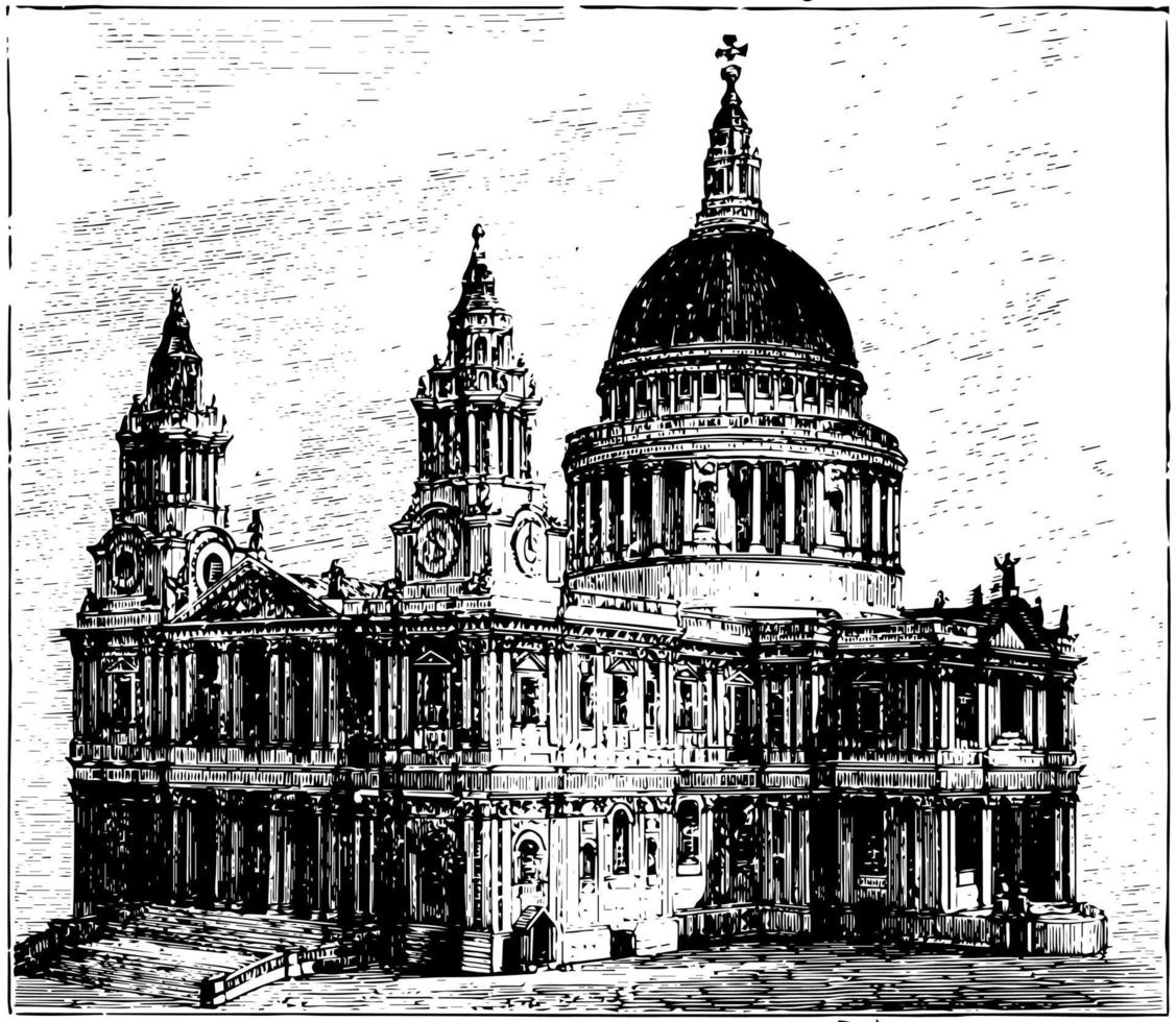 St. Paul's Cathedral vintage illustration. vector