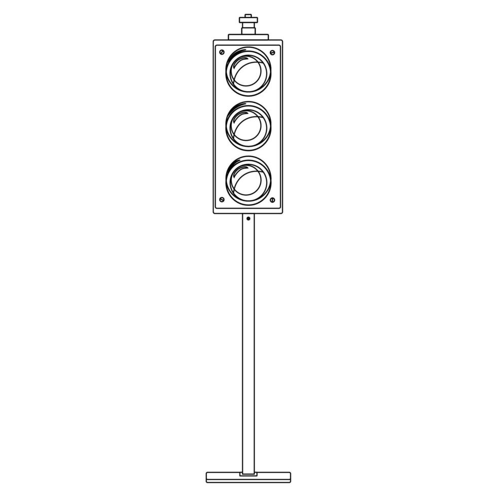 Traffic lights post in outline style. Vector illustration isolated on white background.