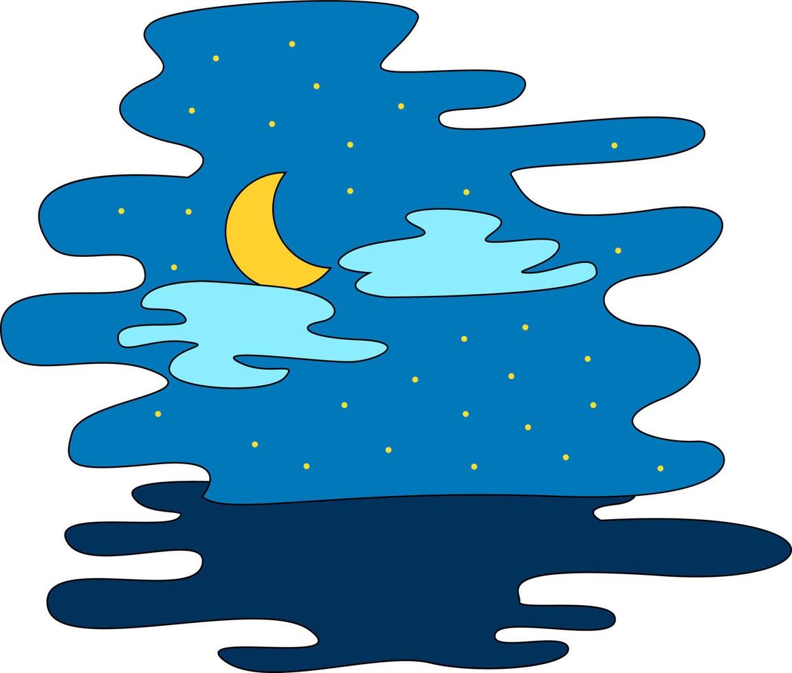 Night sky drawing, illustration, vector on white background