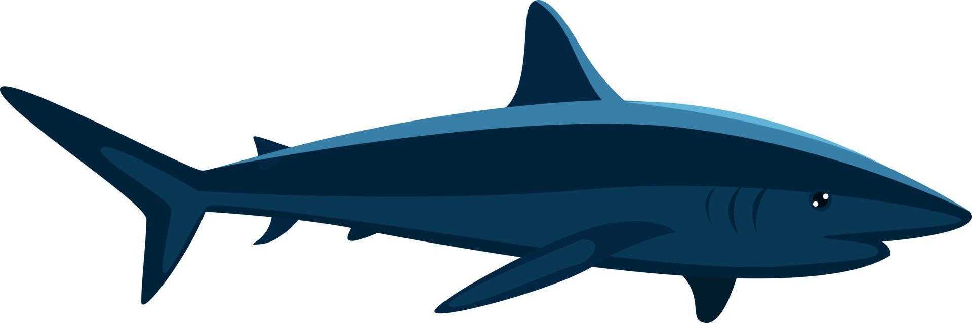 Scary blue shark, illustration, vector on white background.