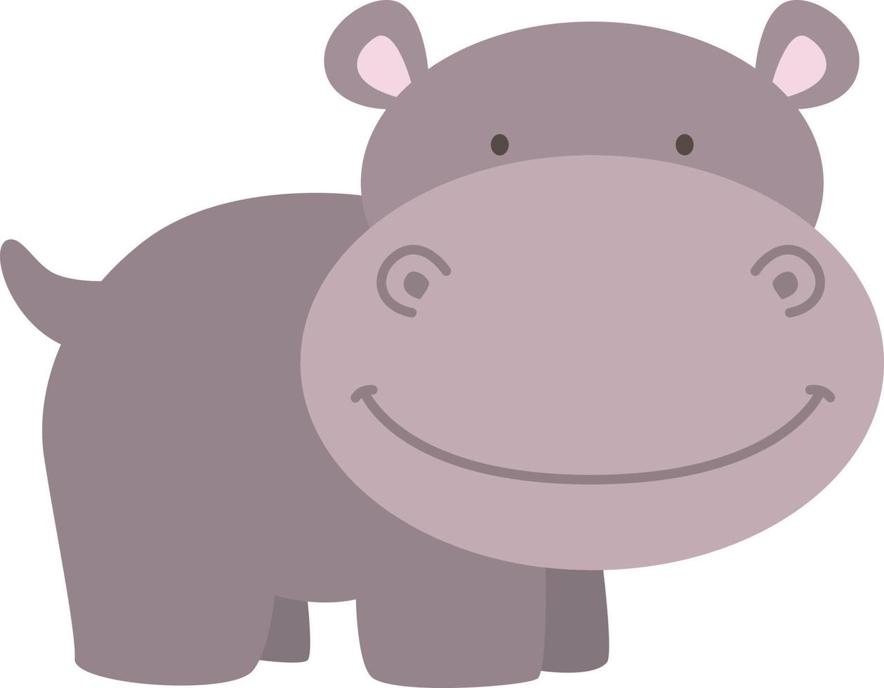 Happy little hippo, illustration, vector on white background