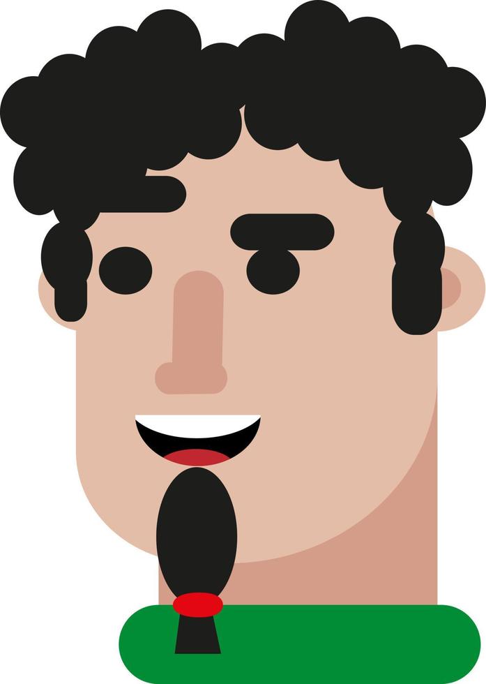 Man in green shirt, illustration, vector on a white background.