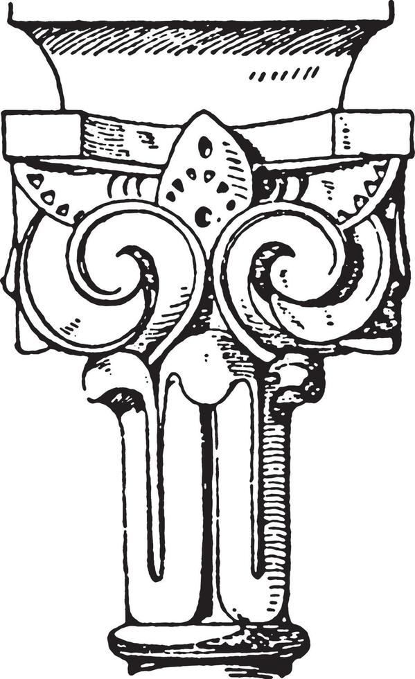 Moorish Capital, the upper termination design, vintage engraving. vector