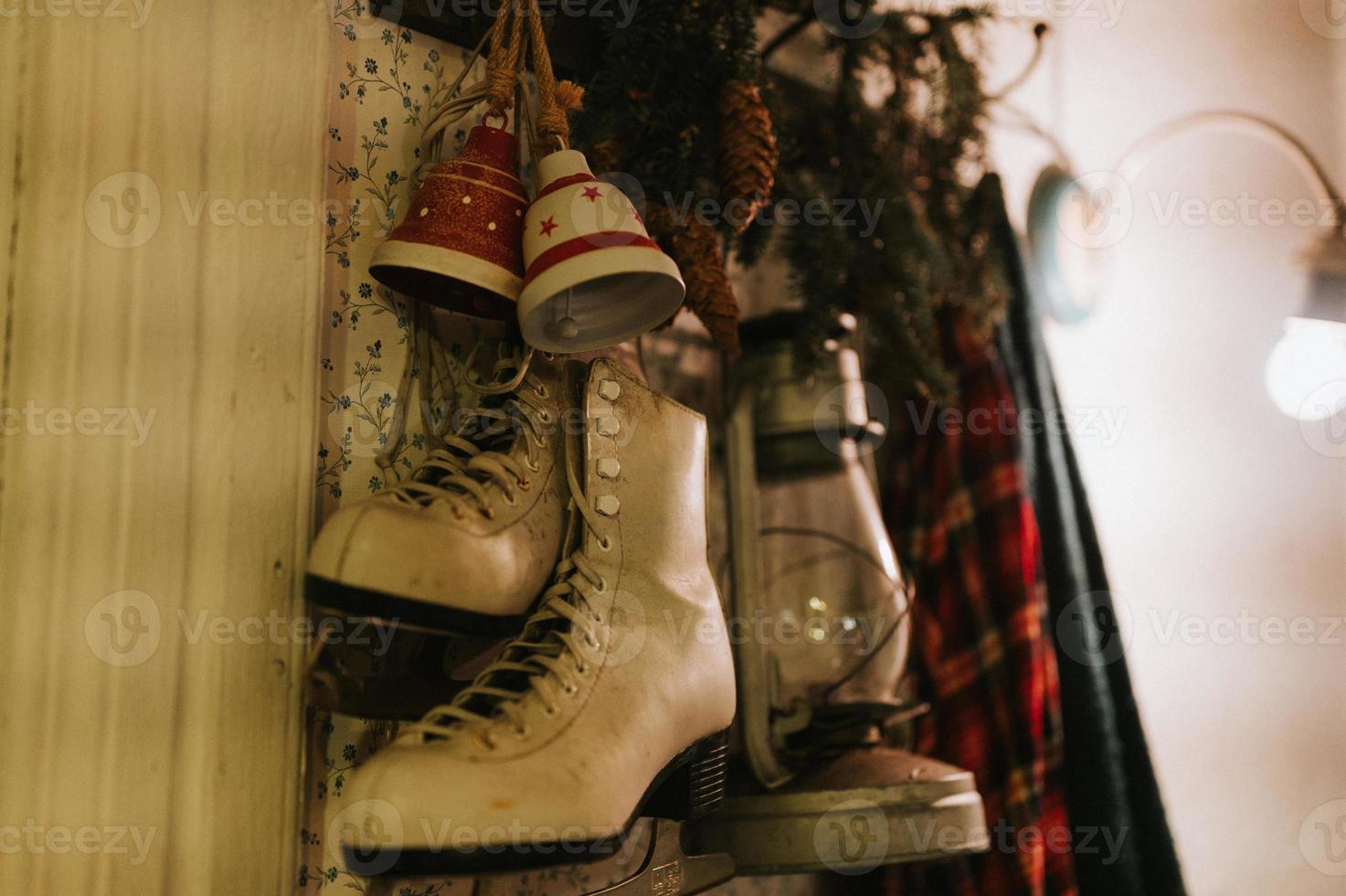 skates christmas time sport winter home vintage photo