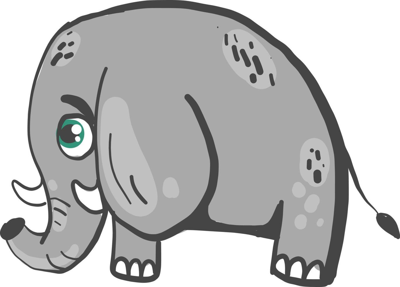 elefante triste, ilustración, vector sobre fondo blanco