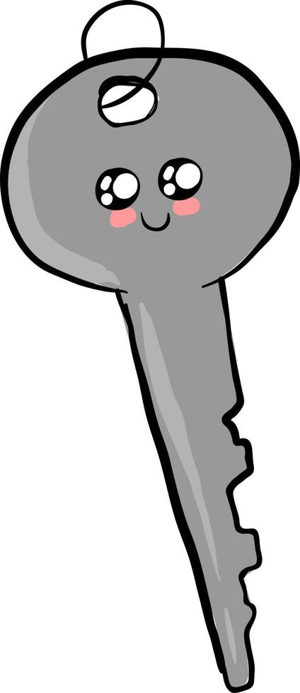 Cute key with eyes, illustration, vector on white background.