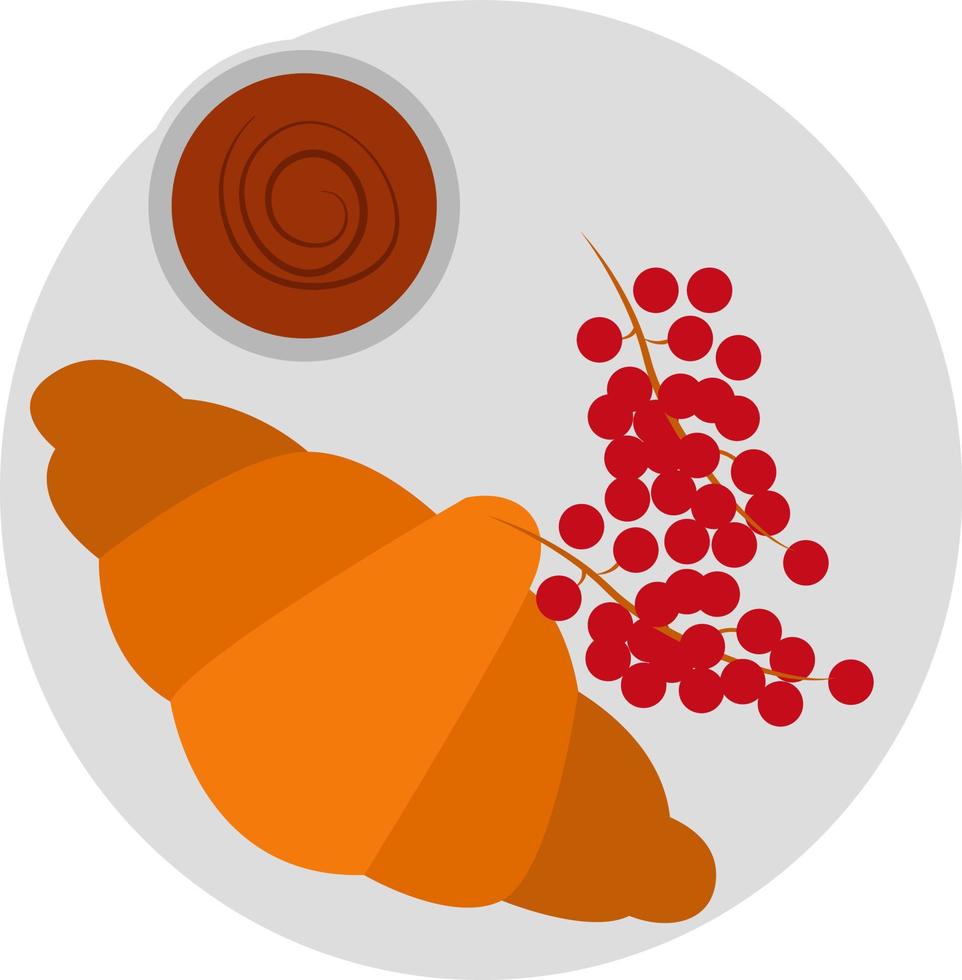 French breakfast, illustration, vector on white background.