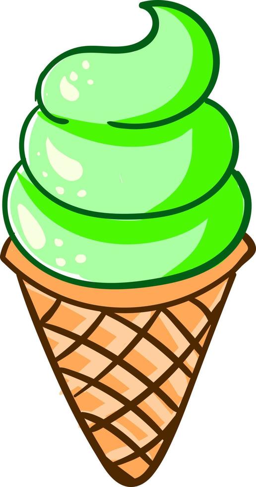 Green ice cream, illustration, vector on white background