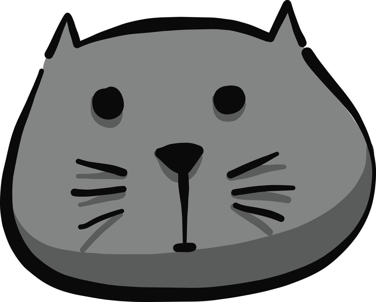 Grey cat, illustration, vector on a white background.