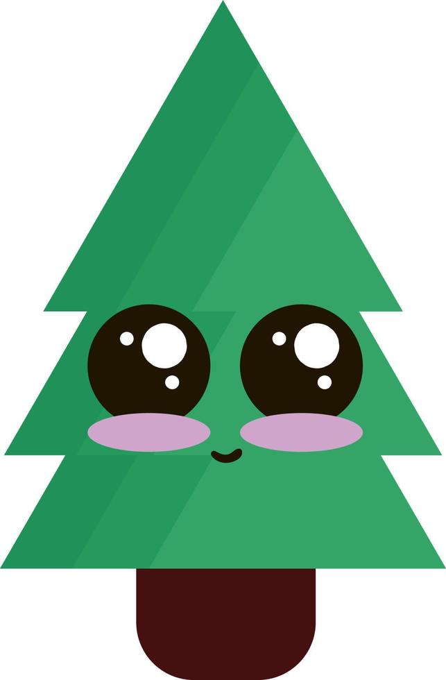 Cute christmas tree, illustration, vector on white background.