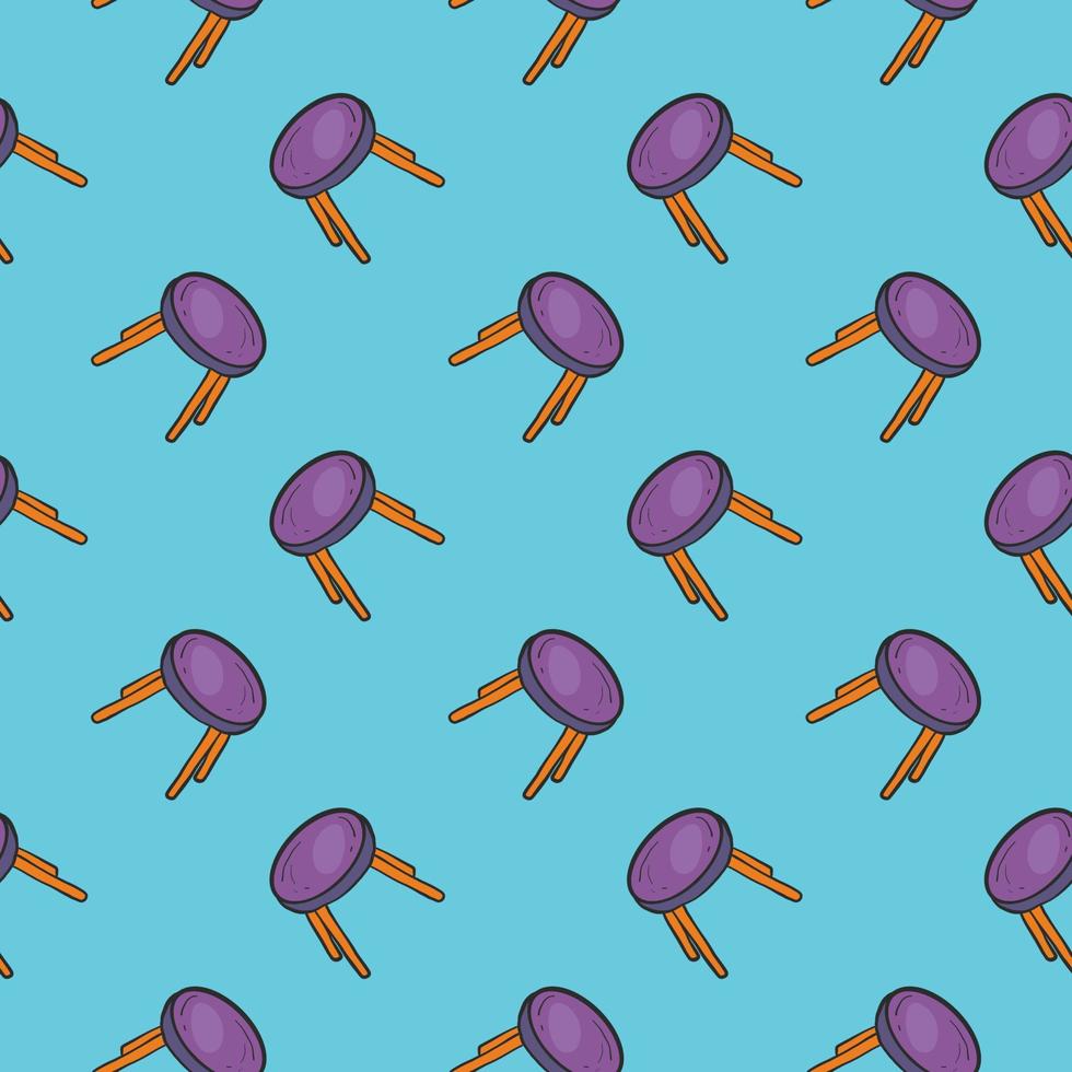 Purple cute chairs,seamless pattern on light blue background. vector
