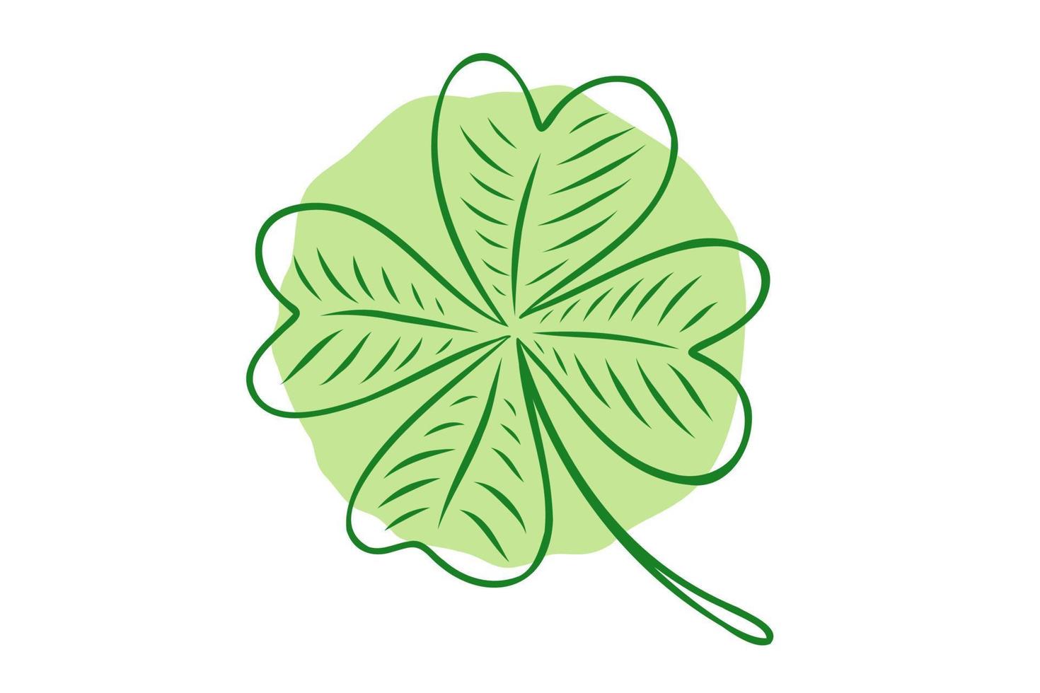 Vector illustration of lucky clover with four leaves in hand drawing style.