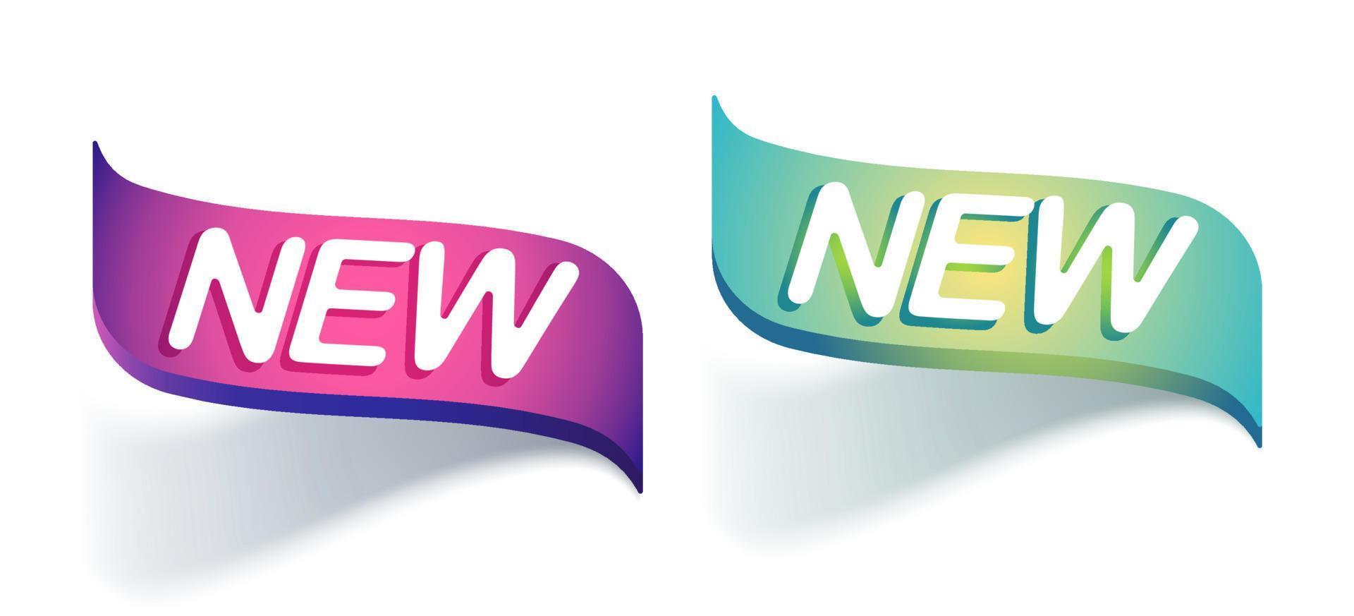 Vector illustration of emblem with text of new. Vector banner for new product.