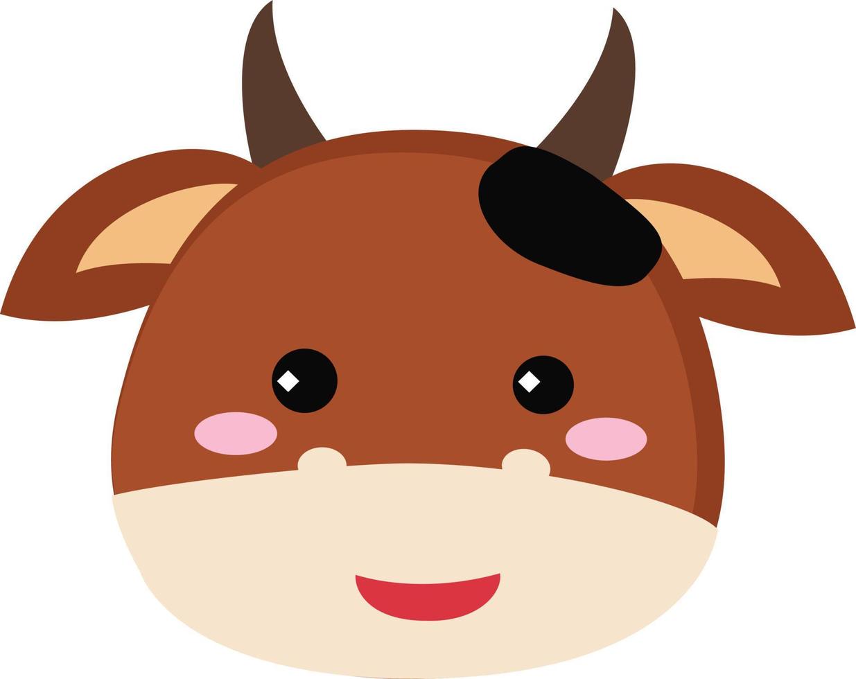 Cute cow head, illustration, vector on white background