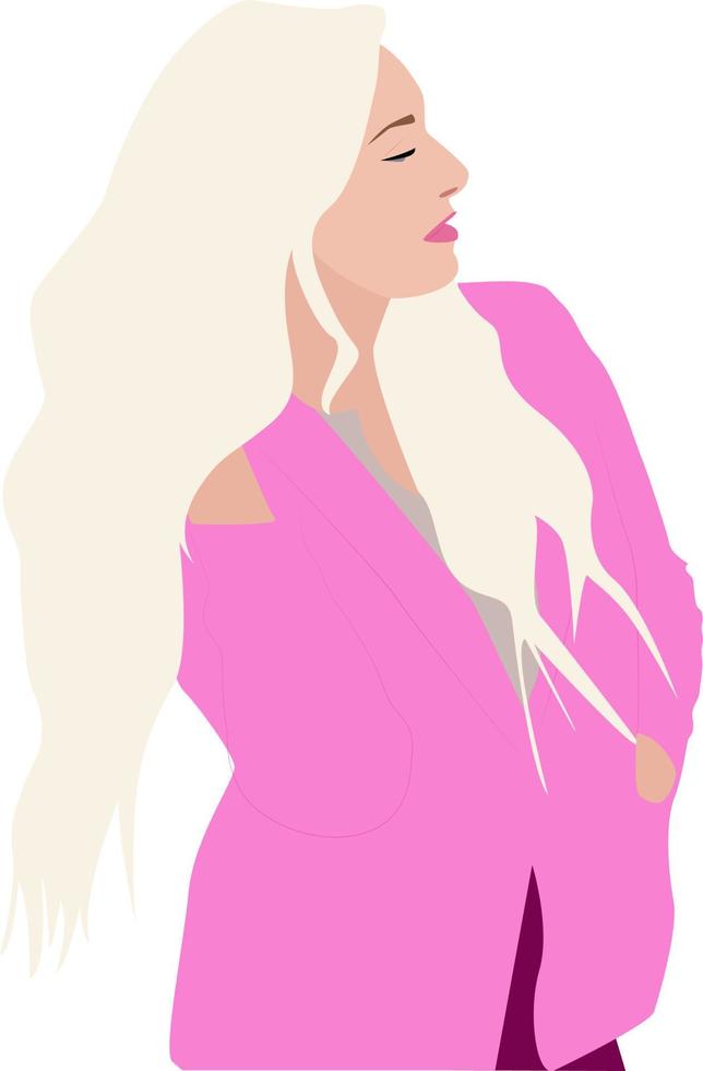 Girl in pink, illustration, vector on white background.