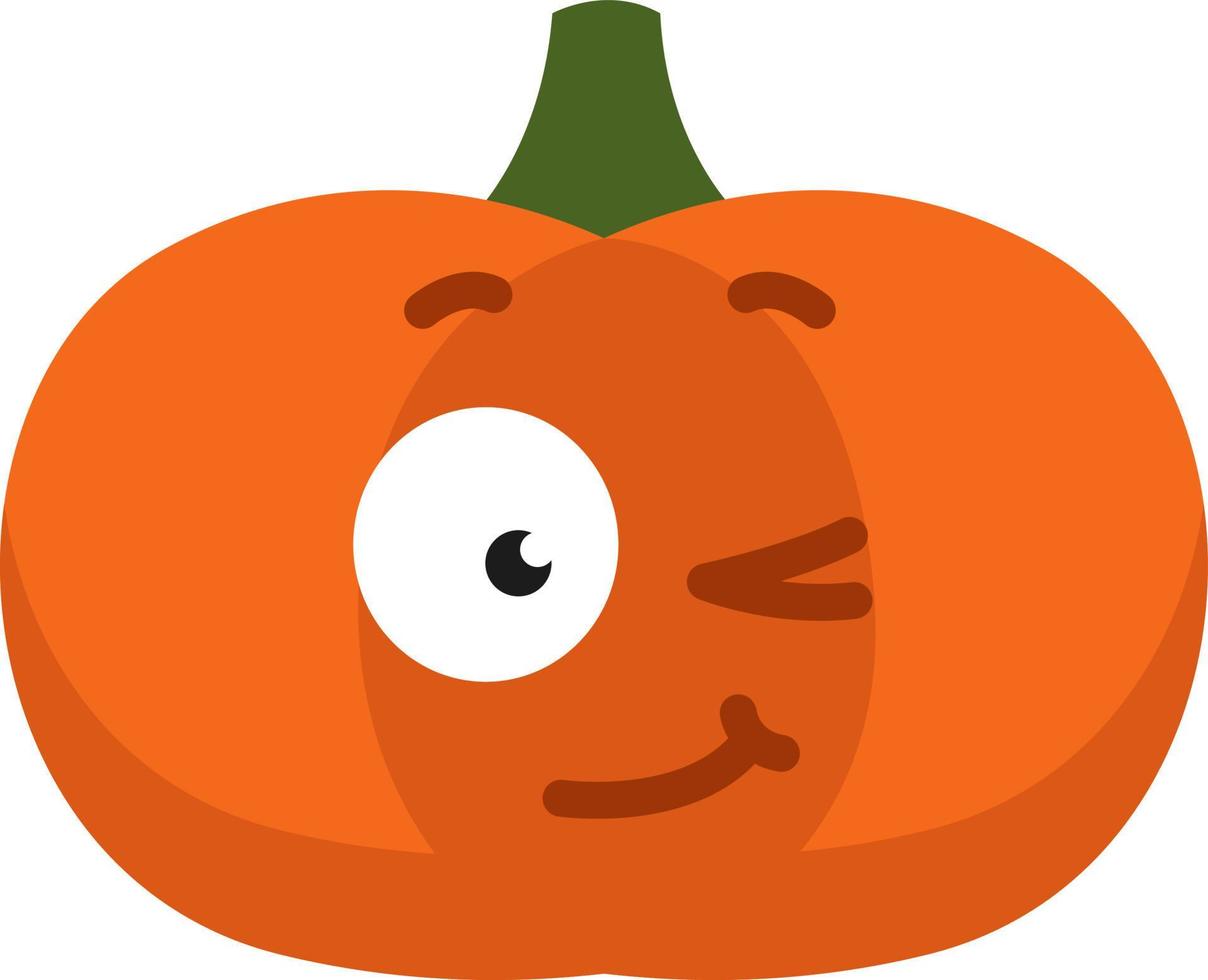 Guiño de calabaza, ilustración, vector sobre fondo blanco.