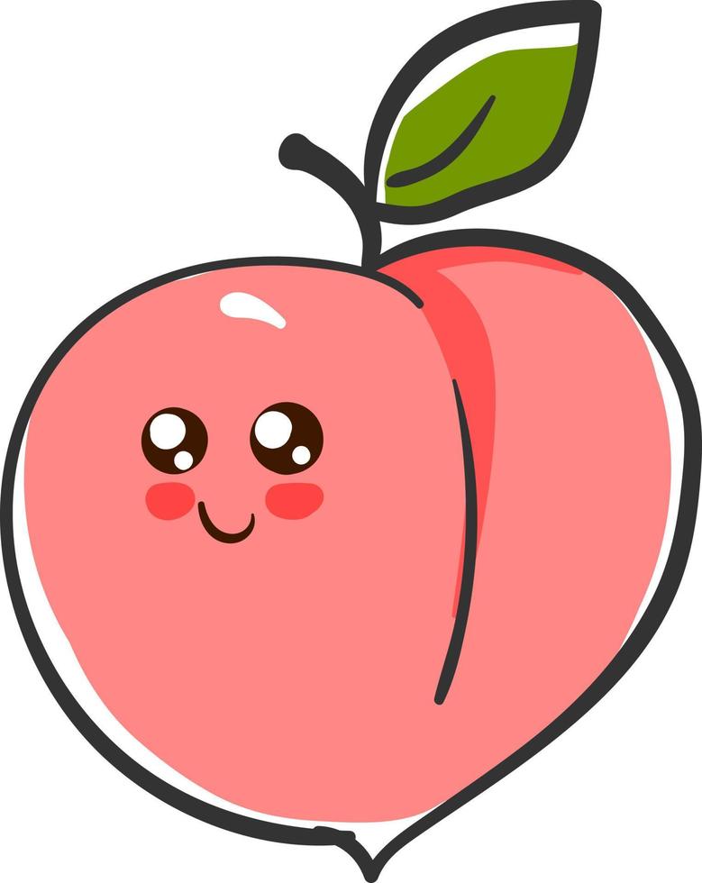 Cute pink peach, illustration, vector on white background.