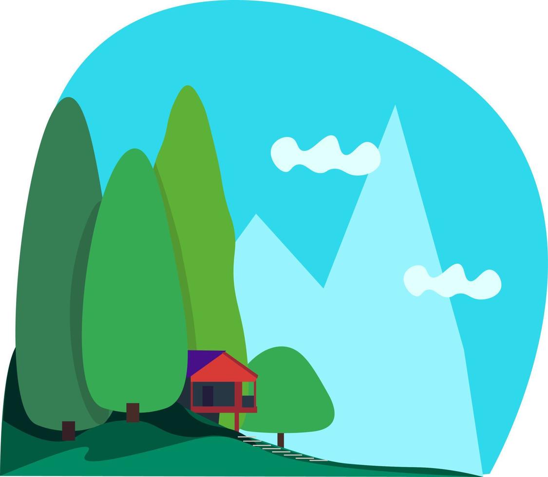 Mountain hut, illustration, vector on white background