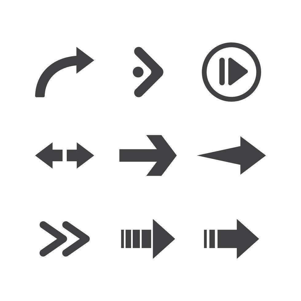 Arrow icons. Simple directional pictogram arrows. vector
