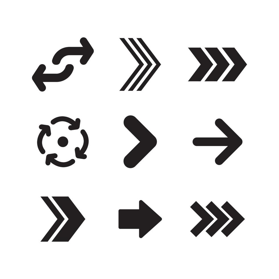 Arrow icons. Simple directional pictogram arrows. vector