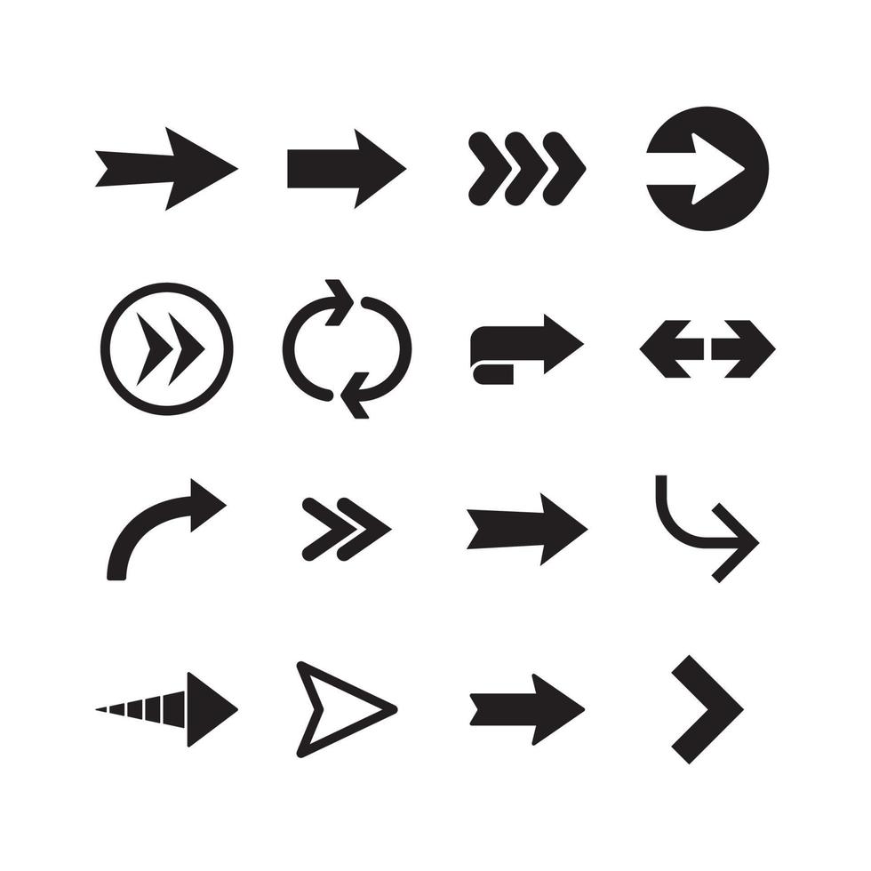 Arrow icons. Simple directional pictogram arrows. vector
